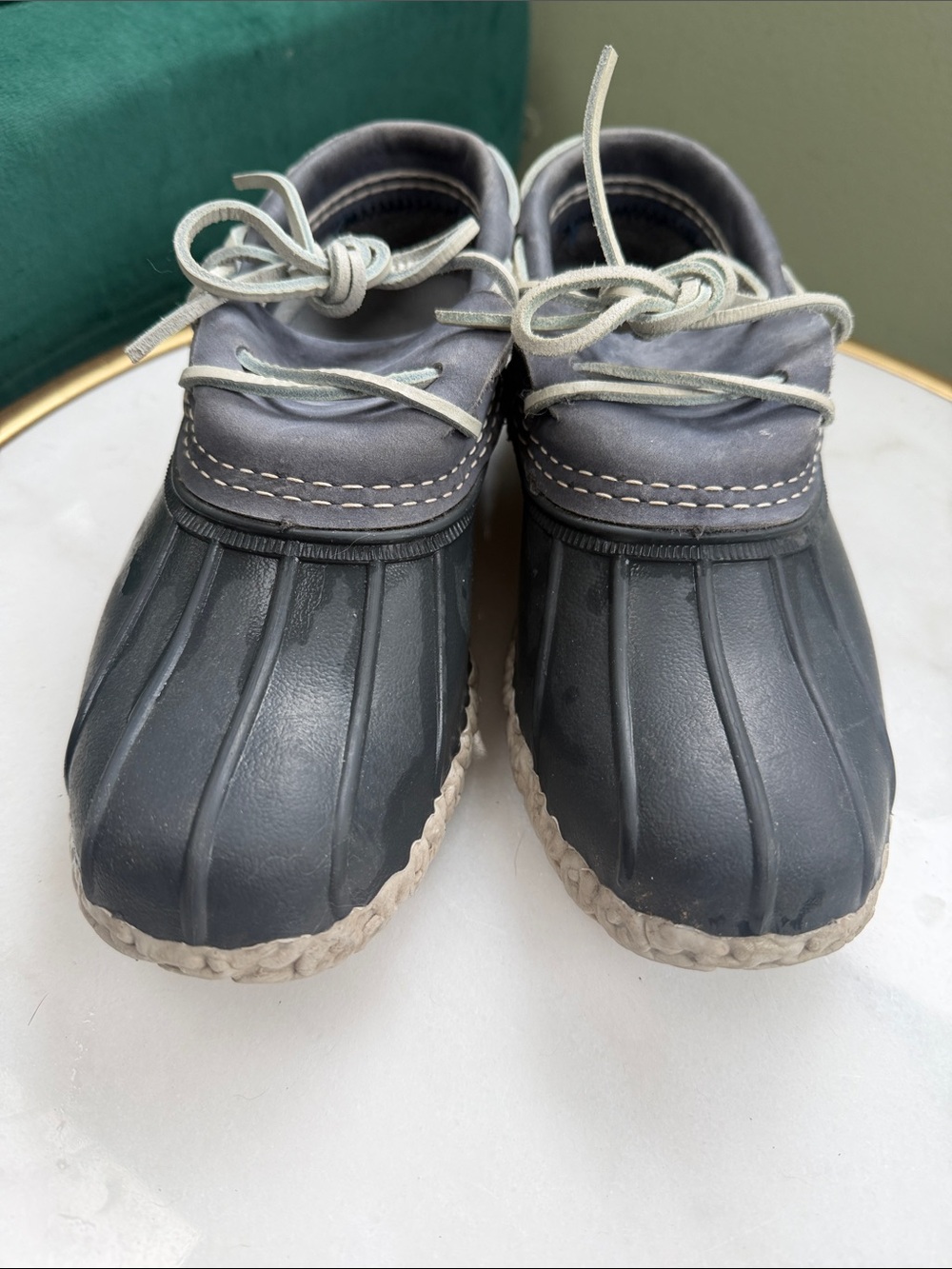 LL BEAN VTG Waterproof Duck Shoes Boots Blue Sz 6